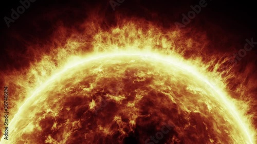 Realistic burning Sun up close frame with Parallax effect.