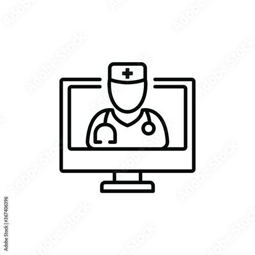 online doctor icon. virtual emergency medical consultation support. Call doctor for ask Healthcare services in mobile, telemedicine line vector illustration Design on white background EPS10