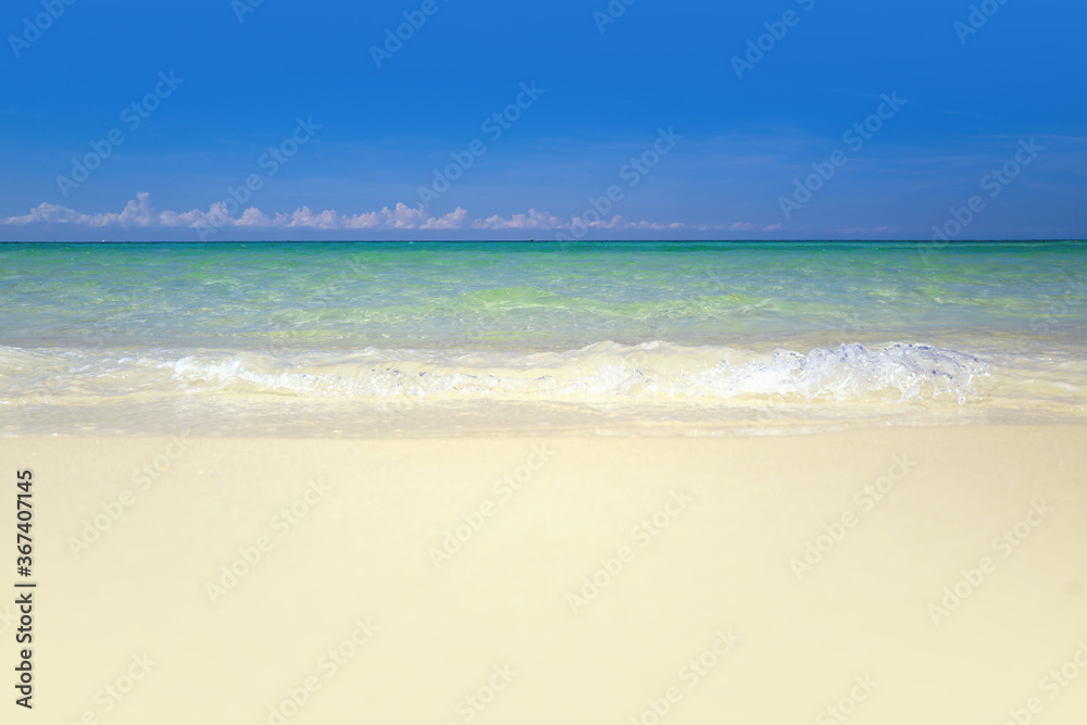 Summer vacation travel holiday background concept. Ocean view beach. Tropical vacation paradise with white sandy beaches.