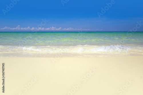 Summer vacation travel holiday background concept. Ocean view beach. Tropical vacation paradise with white sandy beaches.