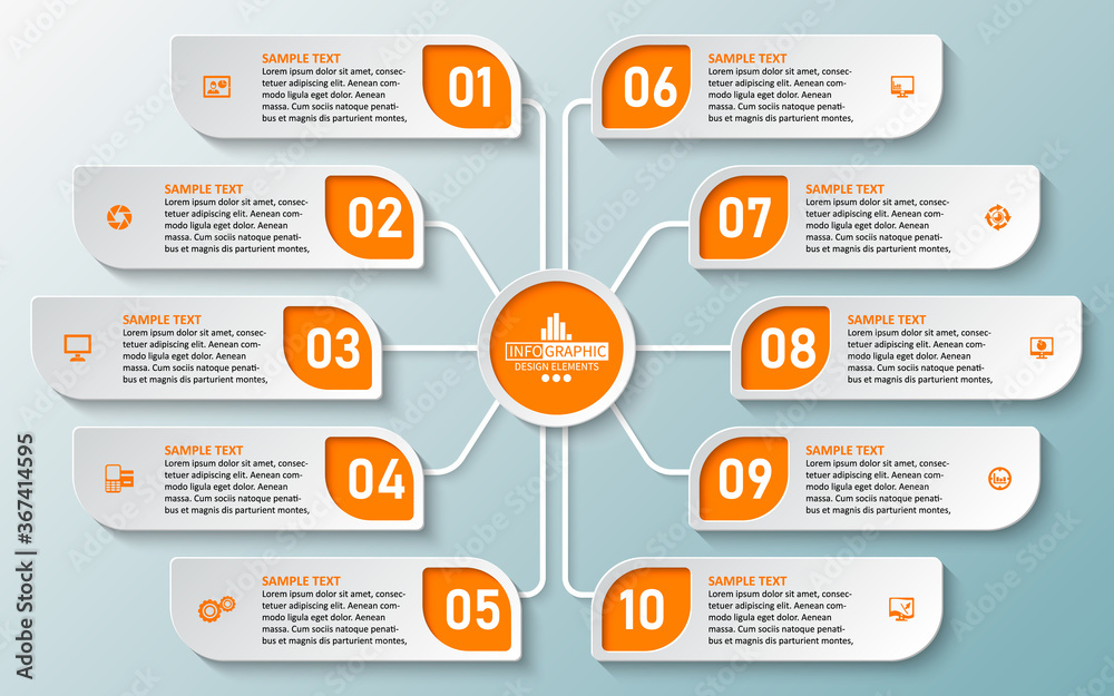 Fototapeta premium Abstract 3D Paper Infographics. Business template .Vector illustration