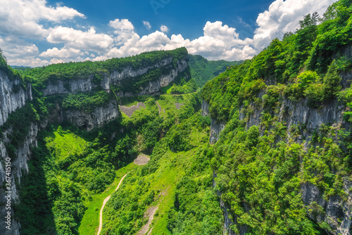 Panoramic view of the Wulong National Park landscape