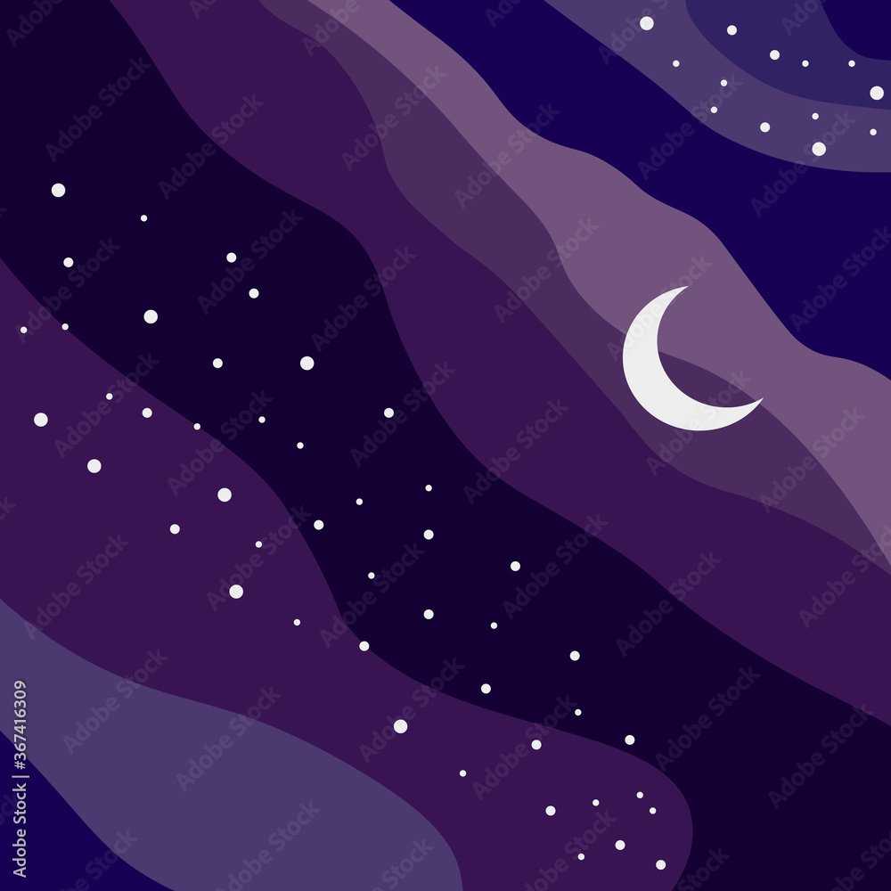 illustration night space galaxy sky moon stars