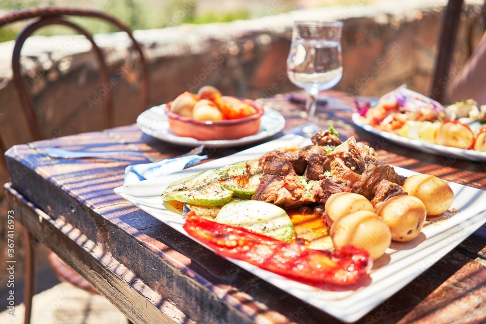 Delicious plate of roasted meat