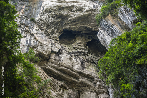Rocky face on a mountain wall in Wulong National Park