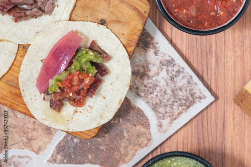 Carne Asada. Mexican barbecue tacos of beef photo