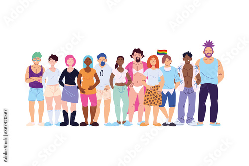 Isolated lgbti women and men cartoons vector design