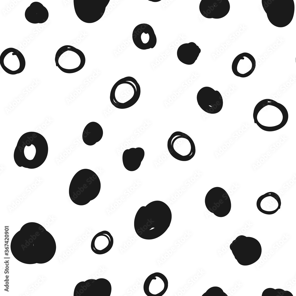 Hand drawn circles seamless pattern. Random dots loop texture background.