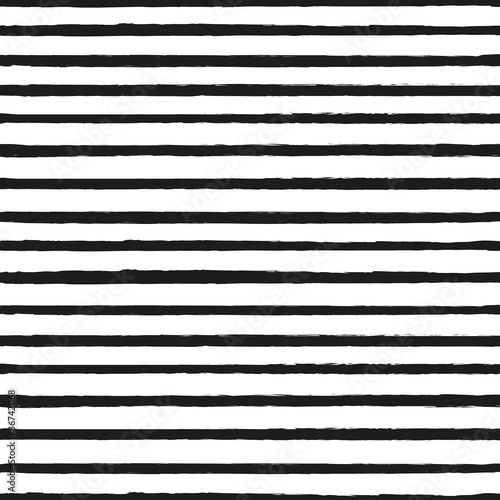 Universal unisex black and white seamless repeat pattern with skinny thin grunge torn texture jagged vector stripe