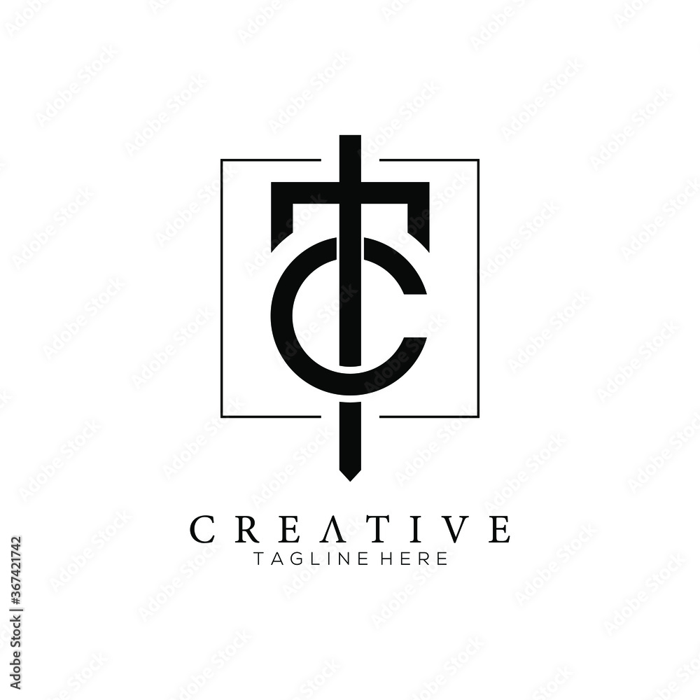 Monogram letter TC logo with square line, unique modern creative clean elegant fashion brands Monogram letter TC logo with square line, unique modern creative clean elegant fashion brands