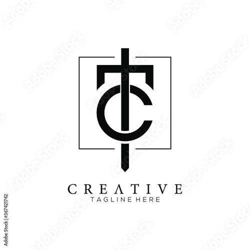 Monogram letter TC logo with square line, unique modern creative clean elegant fashion brands