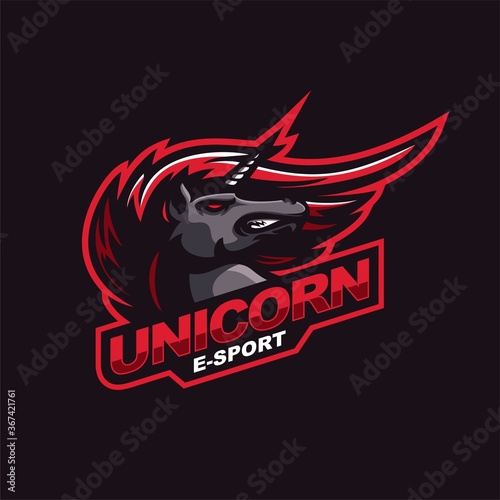 angry unicorn logo for e-sport gaming mascot logo