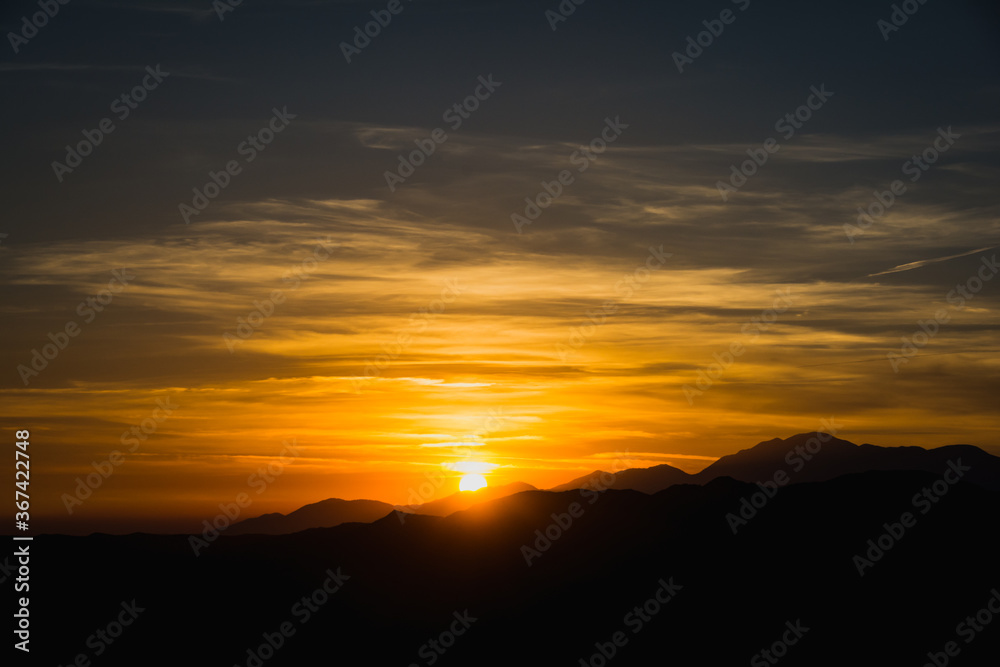 Sunset on top of Ryan Mountain at Joshua Tree National Park