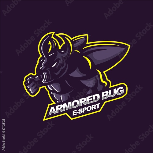 armored beetle bug premium mascot logo template