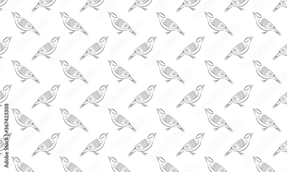 seamless pattern with outline bird.