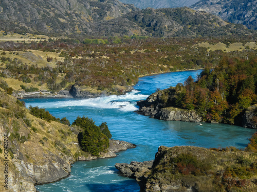 Confluenece of Nef and Baker River in the Aysen Region in Southern Chile