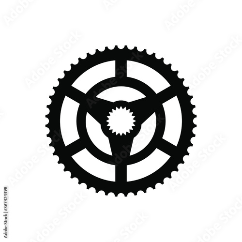 Simple Flat Monochrome bicycle sprocket icon. Chainrings, Bike gear icon. Vector illustration. Eps10