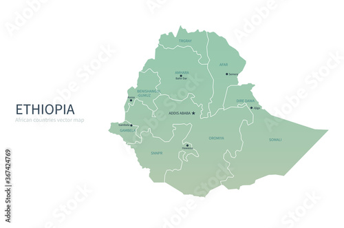 ethopia map. african countries vector map.