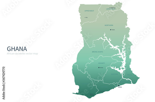 ghana map. african countries vector map.
