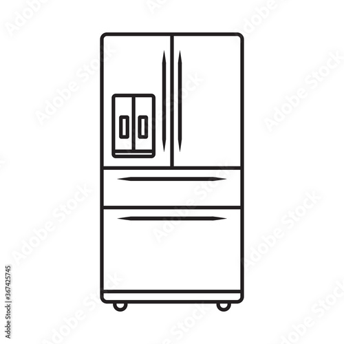 Electronic whirlpool refrigerators or fridge line art vector icon for apps or websites