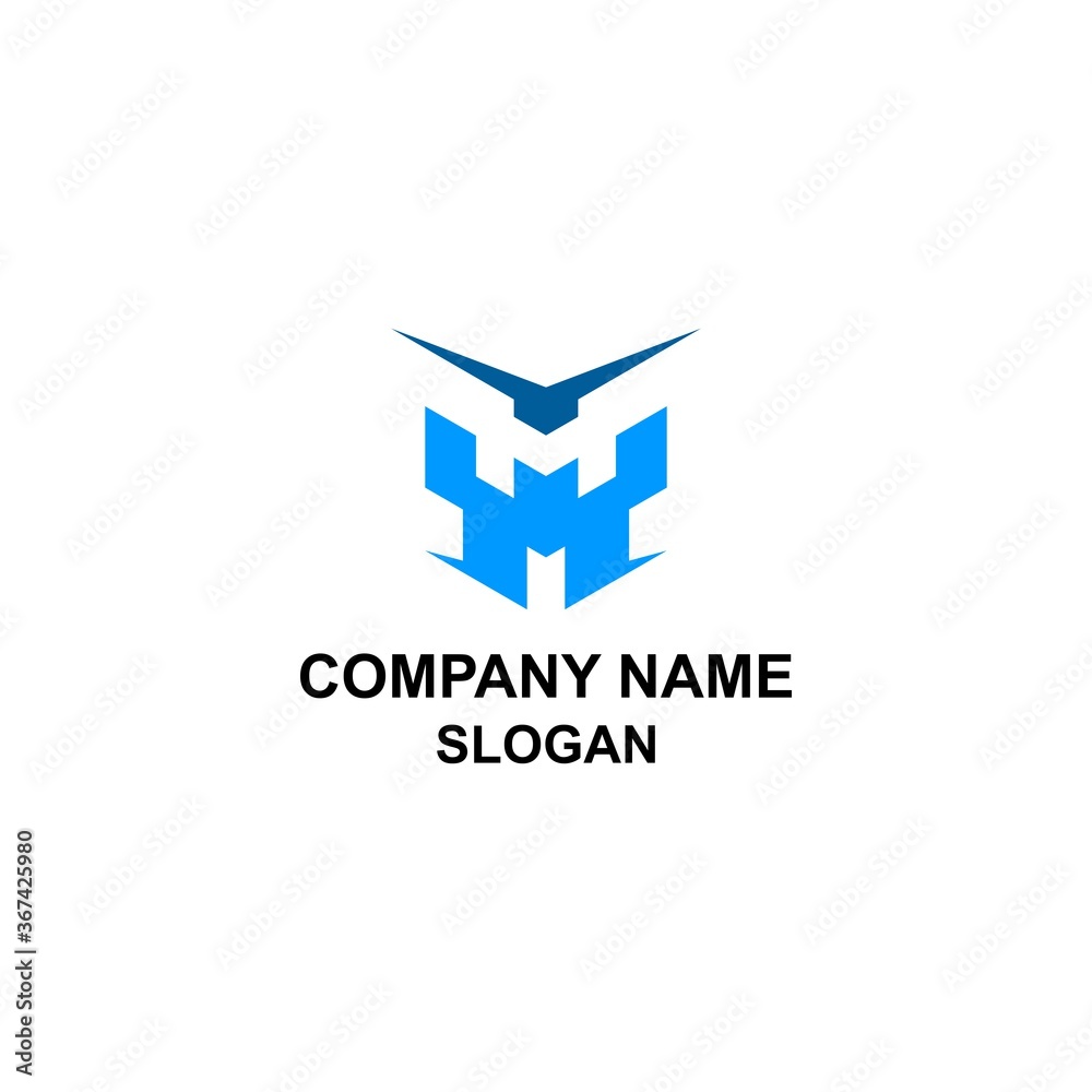 Fototapeta premium MM letter initial logo, bold M letter below and negative space M letter above.