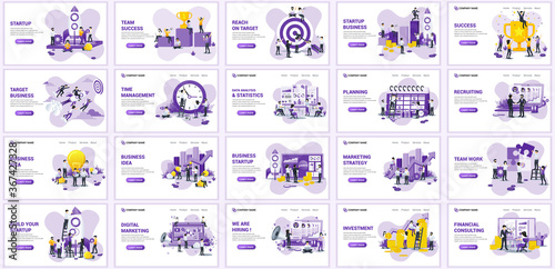 Set of landing page design templates, Big collection concept of business flat vector illustration. can use for web banner, infographics, landing page, web template