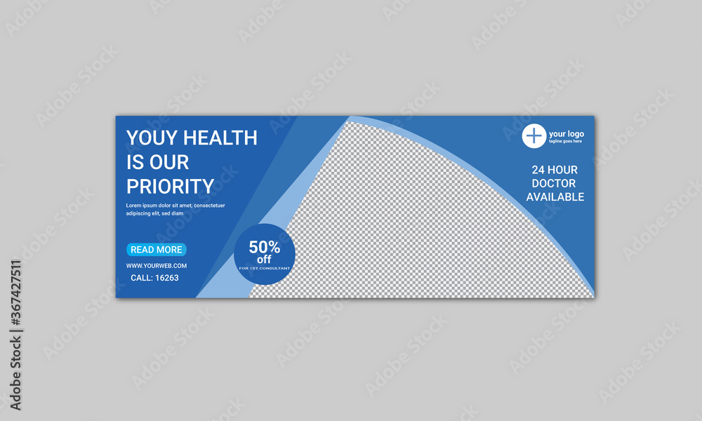 doctor  consulting Facebook cover design template - obrazy, fototapety, plakaty 
