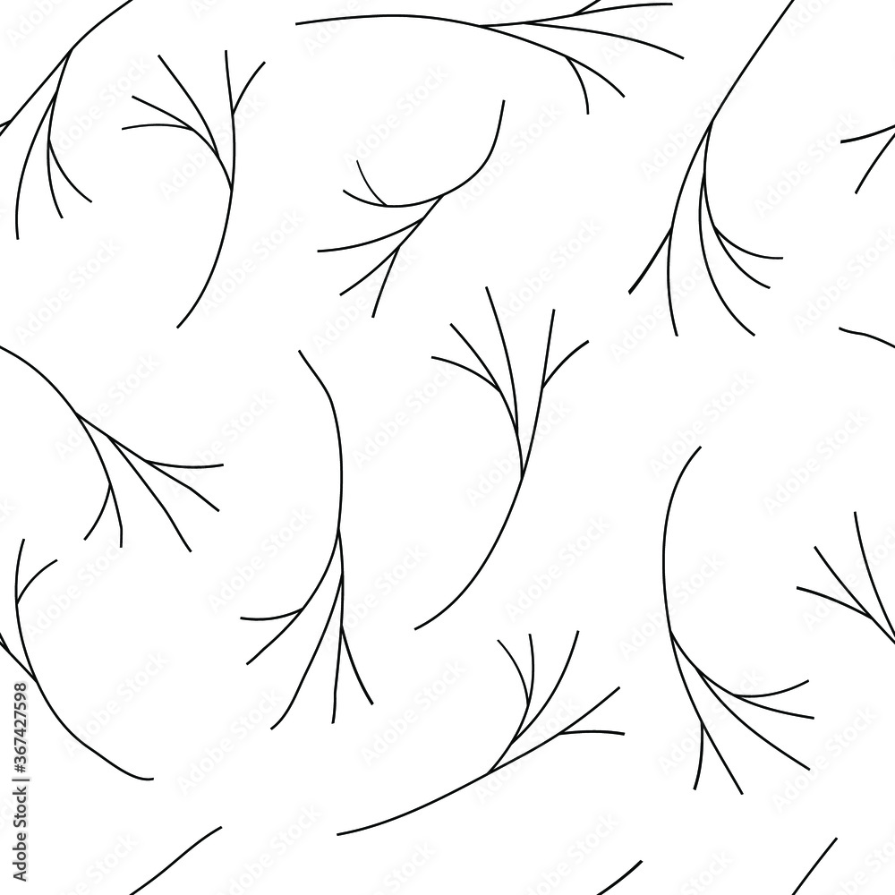 Fototapeta premium Primitive monochrome twigs on a white background. Vector seamless pattern. Design for cloth, card, print, wrapping.