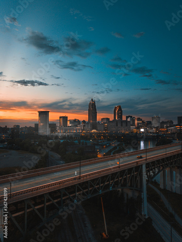 Cleveland Ohio Skyline at Sunset © Alex
