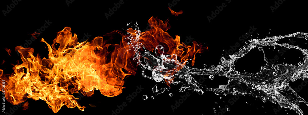 炎と水がぶつかり合う抽象的な背景 Stock Illustration Adobe Stock