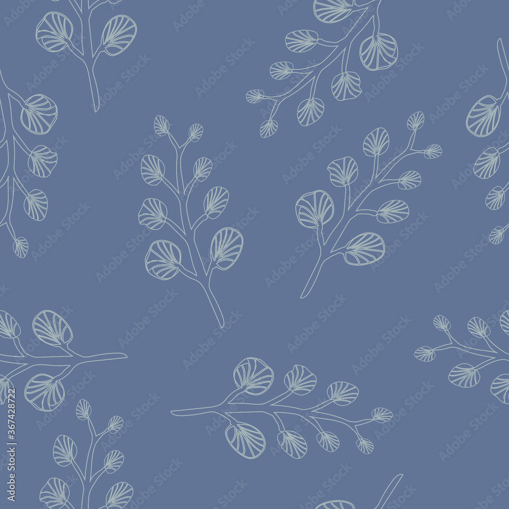 Feather Light Blue design pattern. Vector illustration seamless pattern for fabric, textile, gift wrapping, background, wallpaper, bullet journal