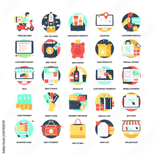 Set of Shopping Flat Icons