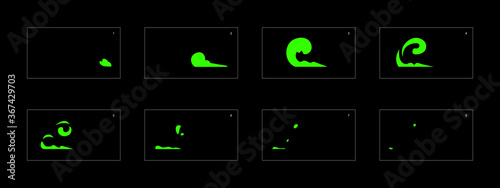 Smoke animation. liquid smoke animation sprite sheet. classic liquid smoke effect animation for game or cartoon or animation. vector style liquid animation effect 1605.