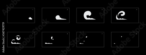 Smoke effect. Smoke animation sprite sheet. Classic smoke effect animation for game or cartoon or animation. Vector style smoke animation effect 1601.