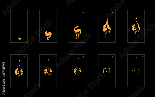 Smoke effect. dust smoke animation sprite sheet. classic dust smoke effect animation for game or cartoon or animation. vector style animation effect 1609.