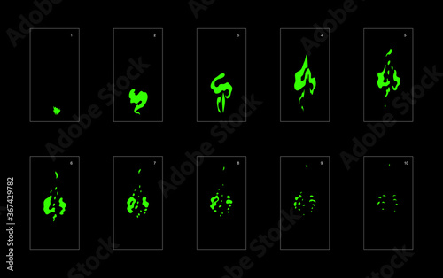 Smoke effect. liquid smoke animation sprite sheet. classic liquid smoke effect animation for game or cartoon or animation. vector style liquid animation effect 1611.