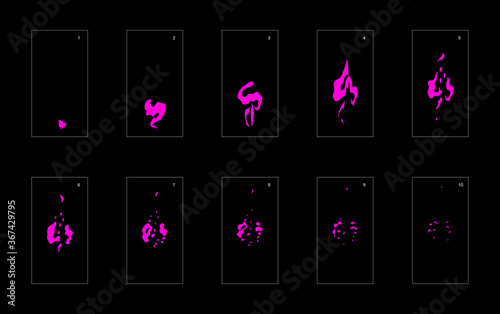 Smoke effect. poison smoke animation sprite sheet. classic poison smoke effect animation for game or cartoon or animation. vector style poison animation effect 1612.