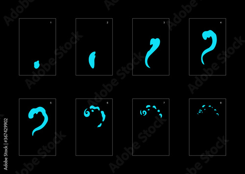 Smoke effect. blue smoke animation sprite sheet. classic smoke effect animation for game or cartoon or animation. vector style animation effect 1620.