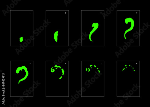 Smoke effect. liquid smoke animation sprite sheet. classic liquid smoke effect animation for game or cartoon or animation. vector style liquid animation effect 1623.