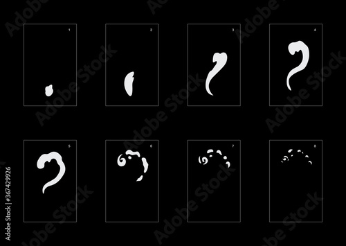 Smoke effect. Smoke animation sprite sheet. Classic smoke effect animation for game or cartoon or animation. Vector style smoke animation effect 1619.