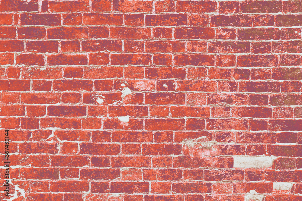 Fototapeta premium Old painted brick wall in red.