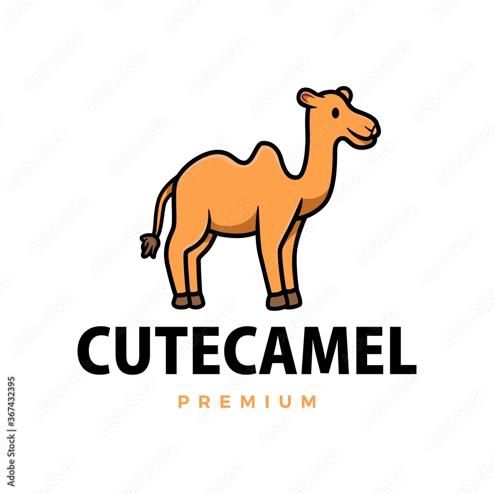 cute camel cartoon logo vector icon illustration