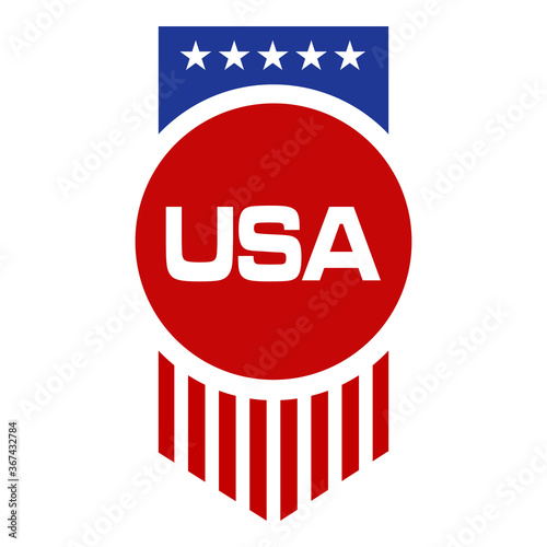 Red and blue Stars and Stripes USA badge Independence day emblem and label patriotic American badges and labels with flag