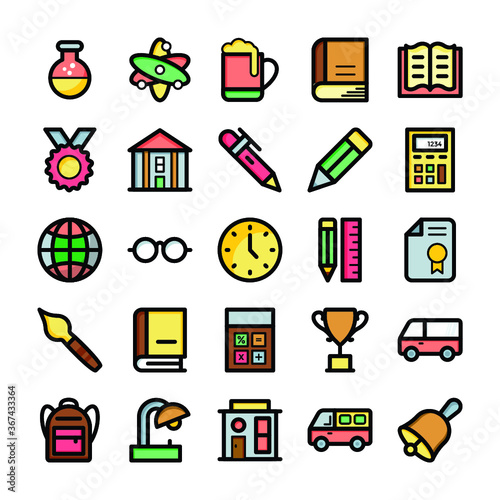 School And Education Flat Vector Icons