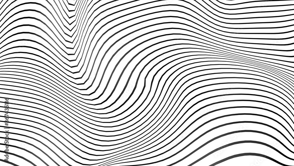 Black and white curve wave line abstract background.