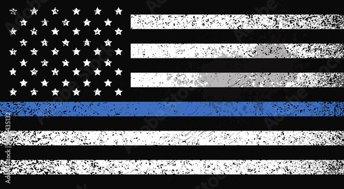 American flag awareness campaign against racial discrimination black lives matter concept support for law enforcement horizontal vector illustration