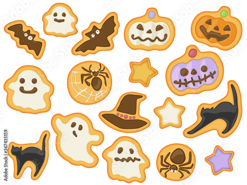 ハロウィンモチーフのクッキーアイコンセット
