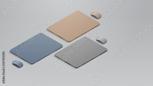 set colored closed laptops with mouses realistic mockup gadgets and devices concept horizontal vector illustration