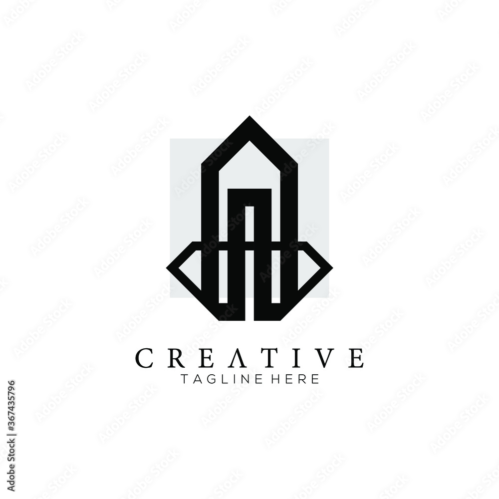 Unusual geometric letter A, with square background, Architecture monogram logo template Unusual geometric letter A, with square background, Architecture monogram logo template