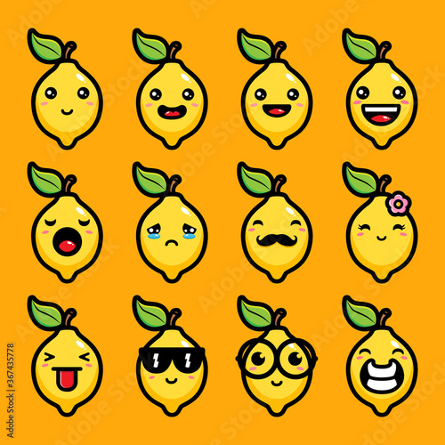 Vector design of a set of hot lemons